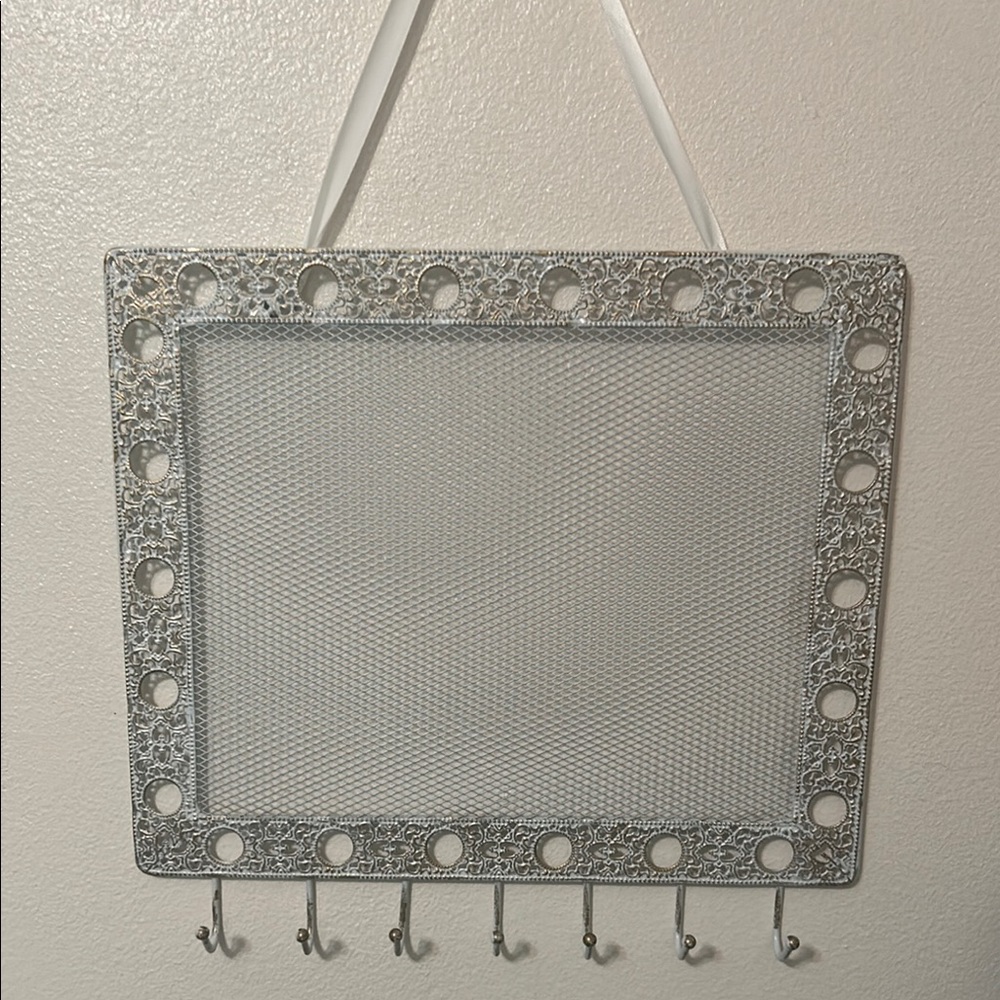 Elegant Silver Wall Hanging Jewelry Organizer
